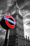 London - Big Ben Underground Sign Mini A2 Paper Poster