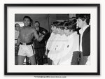 Framed with WHITE mount Muhammad Ali / Cassius Clay and the Beatles A1 music sport poster