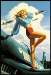 Hidebrandt Retro Airplane USA Girl - Maxi Paper Poster