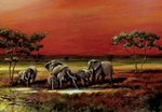 African Elephants - Art - Mini Paper Poster