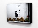 Banksy -   Water Can Girl Flowers Horizontal Block Mount