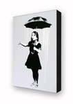 Banksy -  Umbrella Girl 'White' Block Mount