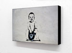 Banksy - Baby Cop Hat Potty Horizontal Block mounted Print
