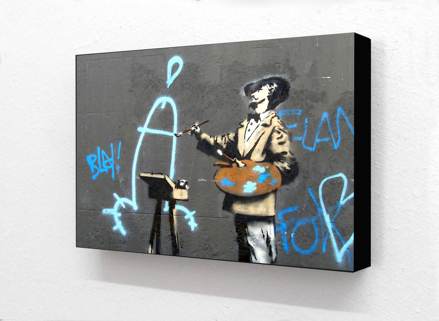 Banksy - Dali Dick Painter Horizontal Block mounted Print