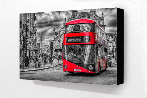 London Red Bus Deptford Bridge Block Mounted Print