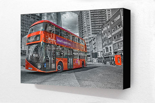 London Red Bus Blackwall 15 Block Mounted Print