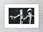 Banksy Pulp Fiction Guns Bananas Mounted Print