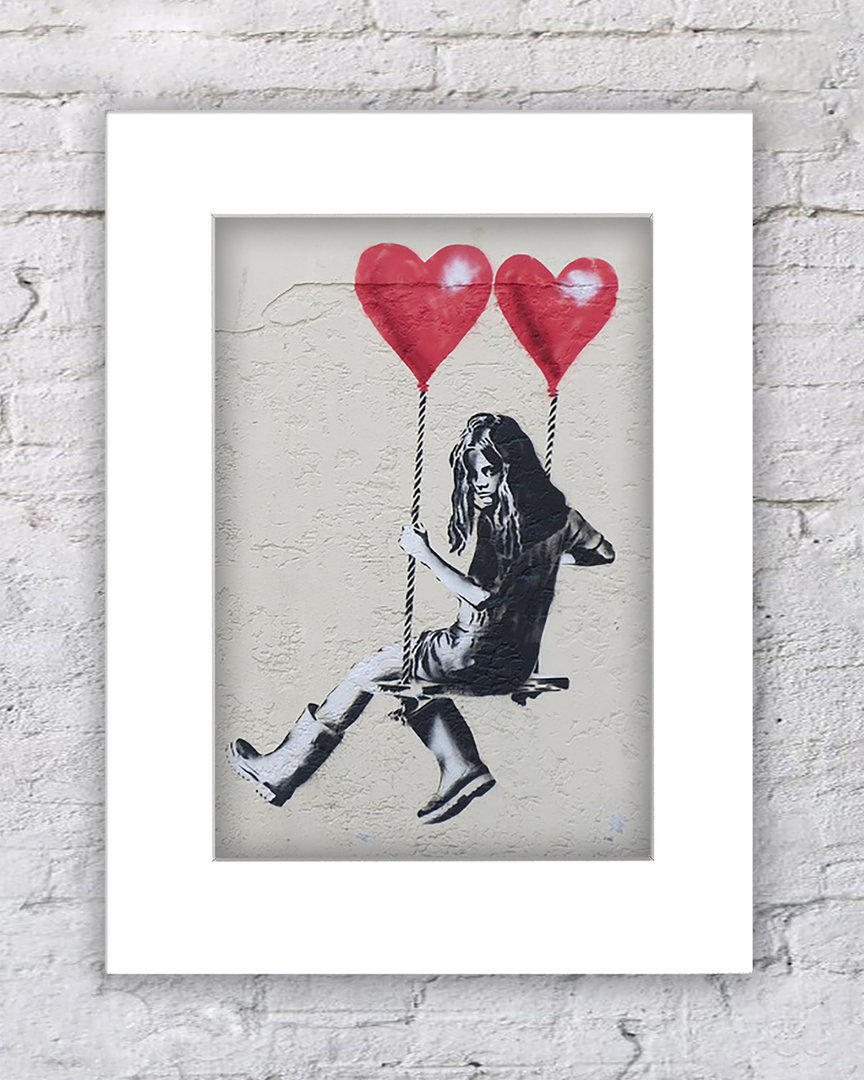 Banksy Balloon Hearts Swing Girl