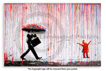 Banksy - Rainbow Happy Rain Girl - Mini Paper  Poster